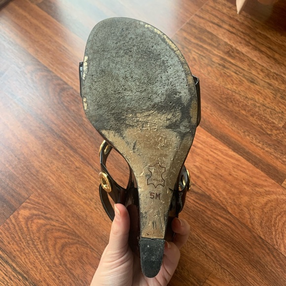 Black Patent Leather Tory Burch Wedges Size 5 - Picture 8 of 8